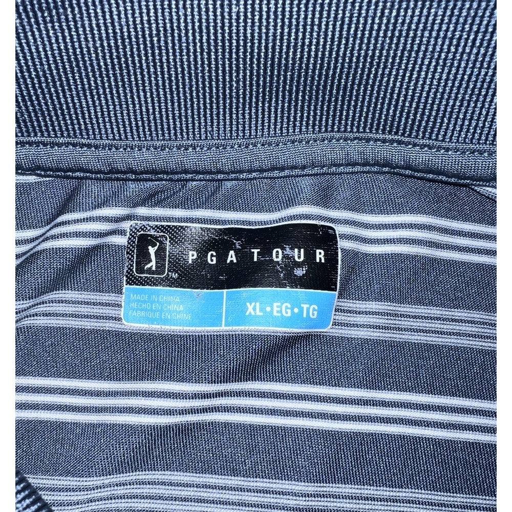 PGA Tour Golf Shirt Size XL Extra Large Polo Gray White Striped - Picture 4 of 11
